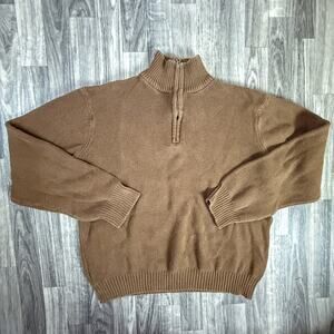 Timberland Stratham Issue Brown 1/4 Zip Sweater Large Cotton Outdoor Pullover